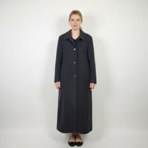 Vintage Gray Wool Cashmere Long Maxi Winter Coat Size Large 14 Classic 1990s 90s